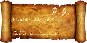 Plachki Jákó névjegykártya